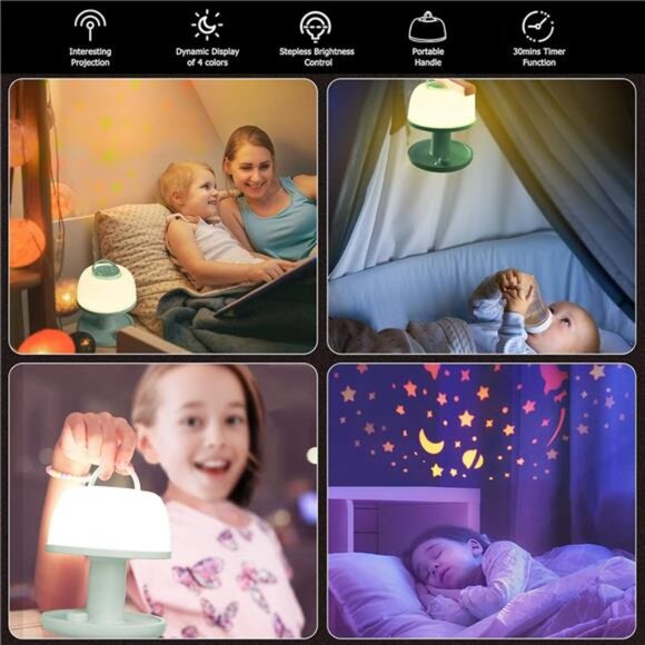 Toddler Night Light Lamp, Dimmable LED Bedside Lamp with Star - Picture 2 of 14